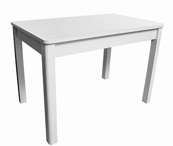 Кухонный стол раскладной Айсберг-07 СТ1, белое ЛДСП/стекло белое/прямые массив белый в Серпухове