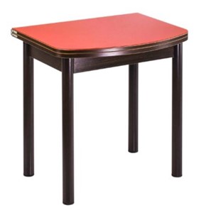 Кухонный раздвижной стол СПГ-01 СТ1, венге ЛДСП/стекло оранжевое/38 прямые трубки крашеные коричневый в Химках