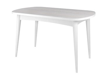 Обеденный овальный стол Ялта с цилиндрическими опорами Белый/Ясень Анкор светлый в Одинцово