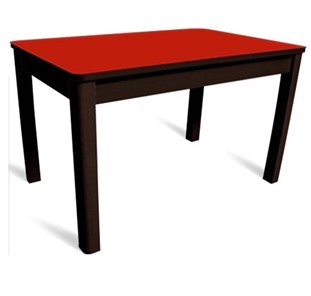 Кухонный стол раскладной Айсберг-02 СТ2, венге ЛДСП/стекло алое/42 прямые массив венге в Серпухове