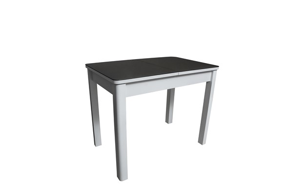 Кухонный стол раскладной Айсберг-2СТ белое/черное/прямые массив в Серпухове - изображение