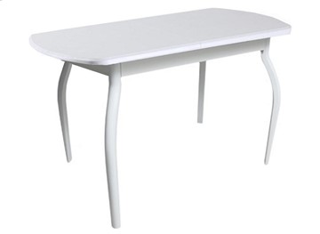 Кухонный обеденный стол ПГ-06 ЛДСП, белый ЛДСП/32 гнутые крашеные металл белый в Серпухове