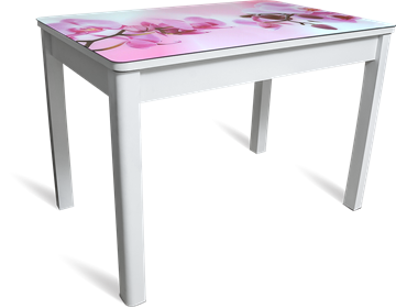 Кухонный стол Айсберг-08 СТФ, белое лдсп/орхидея/40 прямые массив белые в Одинцово