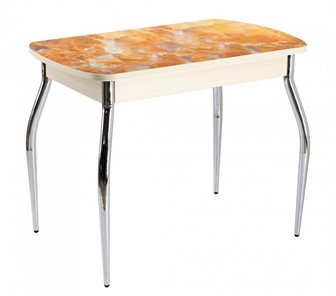 Кухонный стол раскладной ПГ-01 СТФ, дуб молочный лдсп/оникс/35 хром гнутые в Химках