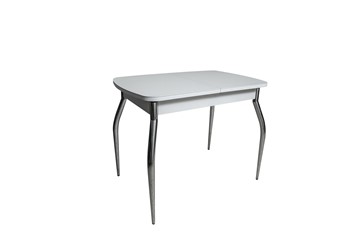 Стеклянный кухонный стол ПГ-01СТ белое/белое/хром фигурные в Подольске