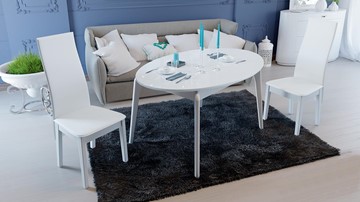 Овальный обеденный стол Марсель (СМ(Б)-102.01.12(1)), цвет  Белый/Стекло белое глянец в Подольске