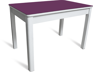Стол кухонный Айсберг-05 СТ2, белое ЛДСП/фиолетовое стекло/40 массив белый в Химках