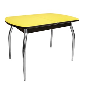 Раздвижной стол ПГ-02 СТ2, венге/желтое стекло/35 хром гнутые металл в Серпухове