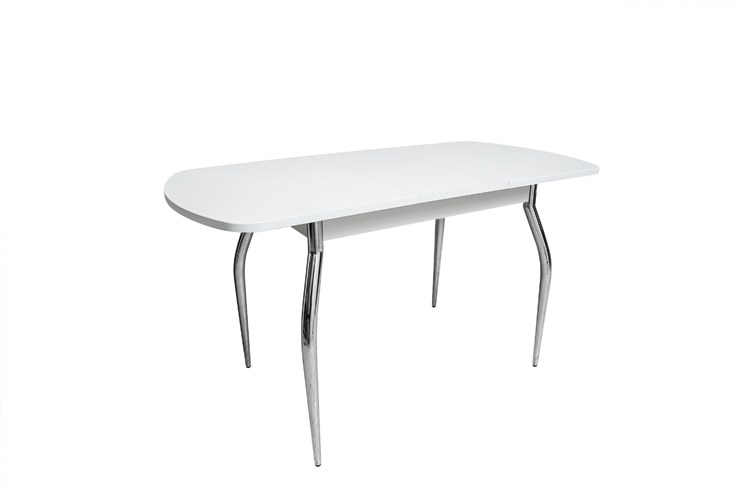 Кухонный стол раздвижной ПГ-02СТ белое/белое/крашенные фигурные в Подольске - изображение 1