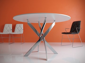 Стол обеденный Kenner R1000 (Хром/Стекло белое глянец) в Серпухове - предосмотр 1