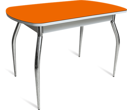 Кухонный стол ПГ-04 СТ белое/оранжевое/хром фигурные в Москве - изображение