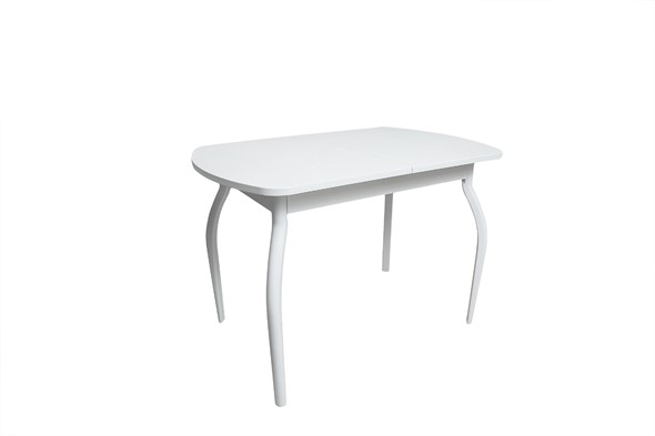 Кухонный стол раздвижной ПГ-02СТ белое/белое/крашенные фигурные в Одинцово - изображение