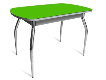 Кухонный стол ПГ-04 СТ белое/зеленое стекло/хром фигурные в Москве