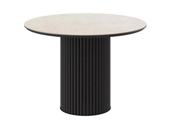 Керамический обеденный стол DikLine AKR120, керамика 120, STONE BEIGE PREMIUM CER/ЧЕРНЫЙ, (2 уп.) в Серпухове