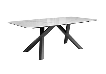 Керамический кухонный стол DikLine KS220 керамика Cloud (белый глянец C11)/опоры черные в Одинцово