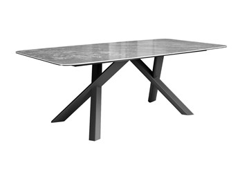 Обеденный стол DikLine KS220 керамика Monsoon (серый глянец JA688) / опоры черные в Москве - предосмотр