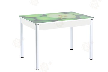 Кухонный раскладной стол Айсберг-02 СТФ, белое лдсп/зеленые яблоки/ноги крашеные в Подольске