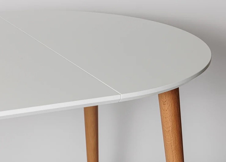Кухонный стол круглый Белая Эмаль д. 100 см МДФ ножки светлый орех в Москве - изображение 15