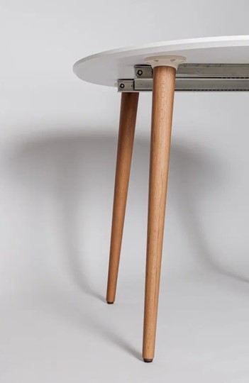 Кухонный стол круглый Белая Эмаль д. 90 см МДФ ножки светлый орех в Москве - изображение 20