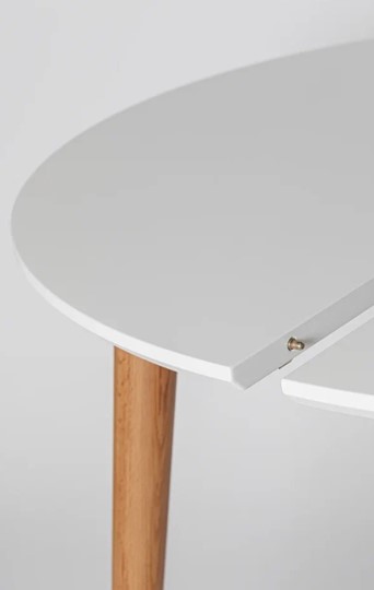 Кухонный стол круглый Белая Эмаль д. 90 см МДФ ножки светлый орех в Москве - изображение 5