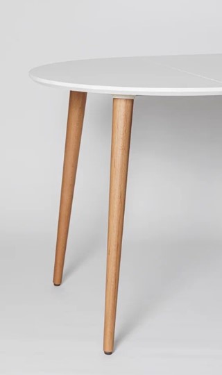 Кухонный стол круглый Белая Эмаль д. 100 см МДФ ножки светлый орех в Москве - изображение 11