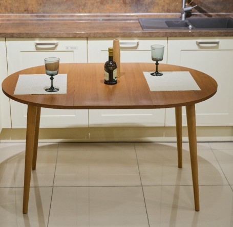 Кухонный стол круглый Орех Гварнери д. 90 см ЛДСП в Москве - изображение 6