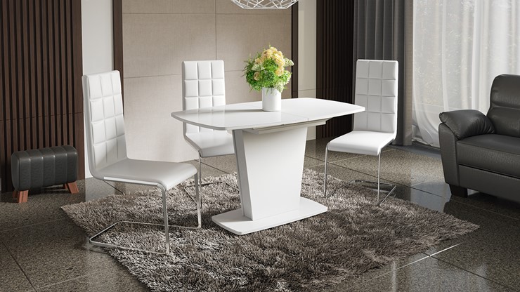 Кухонный раскладной стол Честер тип 2, цвет Белый/Стекло белый глянец в Одинцово - изображение 2