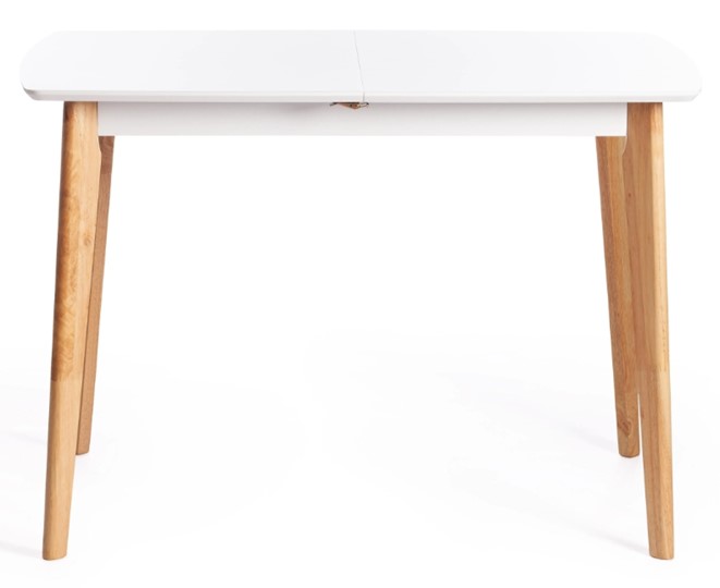 Кухонный стол раскладной Claire, дерево гевея/МДФ, 110+30x75x75 Белый/натуральный арт.15111 в Химках - изображение 1