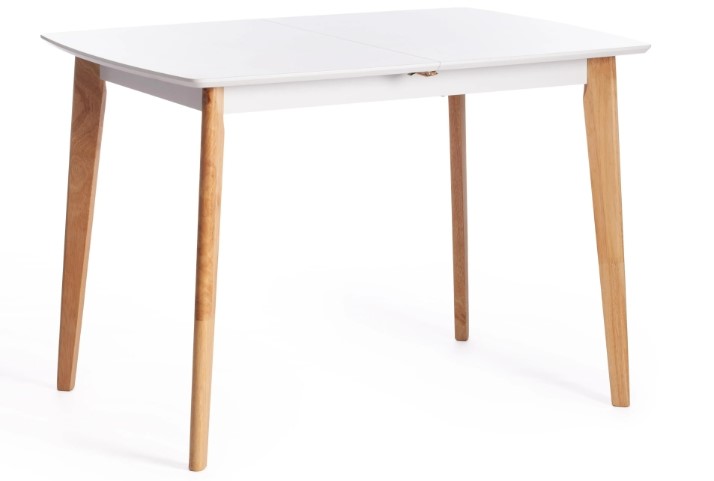 Кухонный стол раскладной Claire, дерево гевея/МДФ, 110+30x75x75 Белый/натуральный арт.15111 в Одинцово - изображение 3
