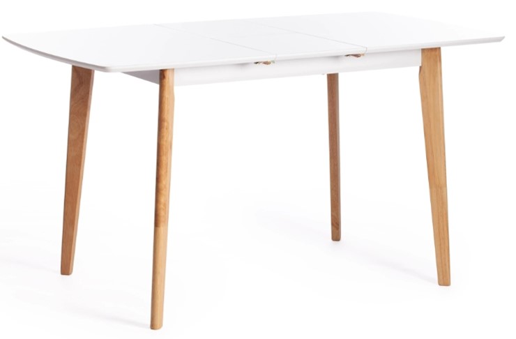 Кухонный стол раскладной Claire, дерево гевея/МДФ, 110+30x75x75 Белый/натуральный арт.15111 в Одинцово - изображение 6