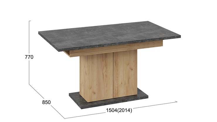 Кухонный стол раскладной Детройт тип 1 (Дуб Крафт золотой/Ателье) в Химках - изображение 4