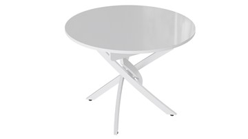 Кухонный раскладной стол Diamond тип 3 (Белый муар/Белый глянец) в Химках
