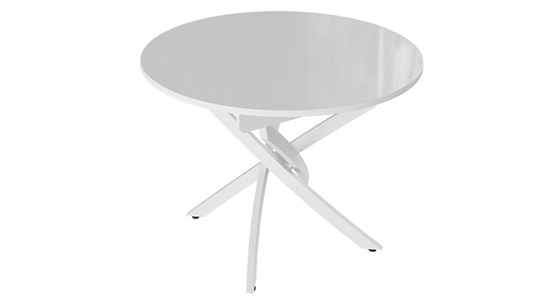 Кухонный раскладной стол Diamond тип 3 (Белый муар/Белый глянец) в Одинцово - изображение