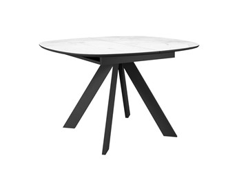 Кухонный раздвижной стол DikLine BK100 Керамика Белый мрамор/подстолье черное/опоры черные в Подольске