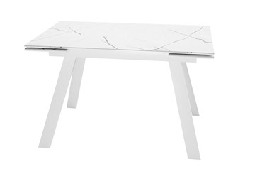 Керамический обеденный стол DikLine DKL140 Керамика Белый мрамор/опоры белые (2 уп.) в Москве