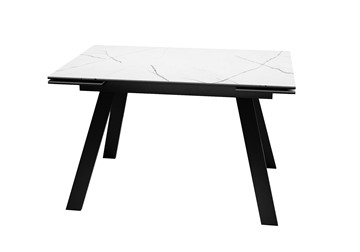 Кухонный раскладной стол DikLine DKL140 Керамика Белый мрамор/опоры черные (2 уп.) в Серпухове