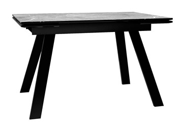 Кухонный раздвижной стол DikLine DKL140 Керамика Серый мрамор/опоры черные (2 уп.) в Москве