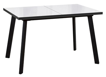 Кухонный стол раскладной Dikline HBS120 Стекло белое/ножки черные в Одинцово