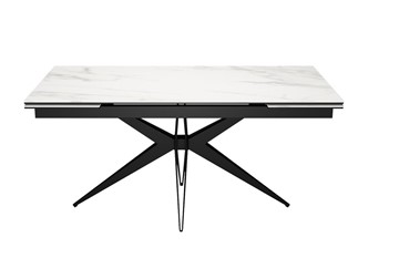 Кухонный раскладной стол DikLine KW160 мрамор С41 (керамика белая)/опоры черные в Подольске