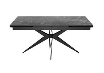 Керамический кухонный стол DikLine KW160 мрамор С45 (керамика черная)/опоры черные в Подольске