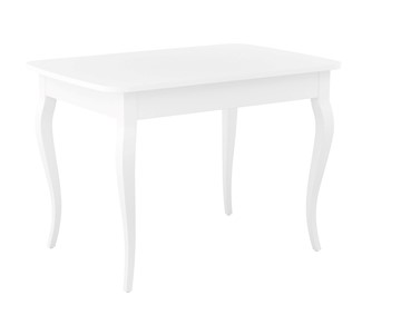 Обеденный раздвижной стол Dikline M110 Белый/стекло белое сатин/ножки MC белые в Одинцово