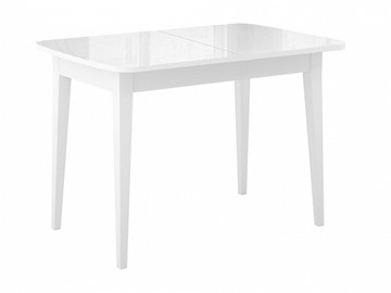 Кухонный стол раскладной Dikline M110 Белый/стекло белое глянец/ножки MM белые в Подольске - предосмотр