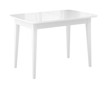 Обеденный раздвижной стол Dikline M120 Белый/стекло белое глянец/ножки MM белые в Коломне