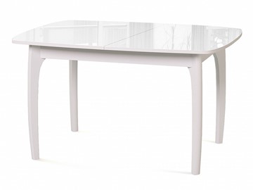 Кухонный стол раскладной Dikline M20 стекло белое/ножки белые в Серпухове