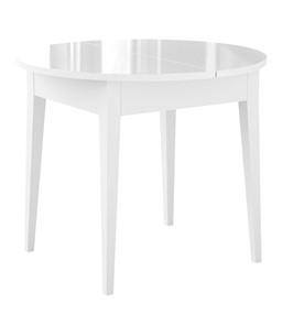 Обеденный раздвижной стол Dikline MR100 Белый/стекло белое глянец/ножки MM белые в Подольске - предосмотр
