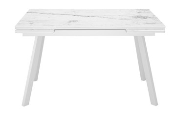 Керамический обеденный стол DikLine SKA125 Керамика Белый мрамор/подстолье белое/опоры белые (2 уп.) в Одинцово