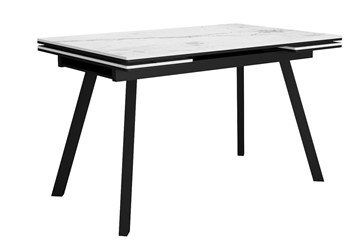 Стол раздвижной DikLine SKA125 Керамика Белый мрамор/подстолье черное/опоры черные (2 уп.) в Подольске