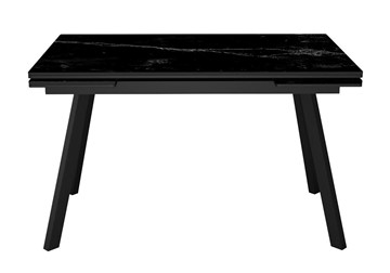 Обеденный раздвижной стол DikLine SKA125 Керамика Черный мрамор/подстолье черное/опоры черные (2 уп.) в Подольске