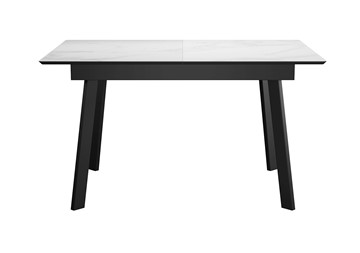 Кухонный раскладной стол DikLine SKH125 Керамика Белый мрамор/подстолье черное/опоры черные (2 уп.) в Химках