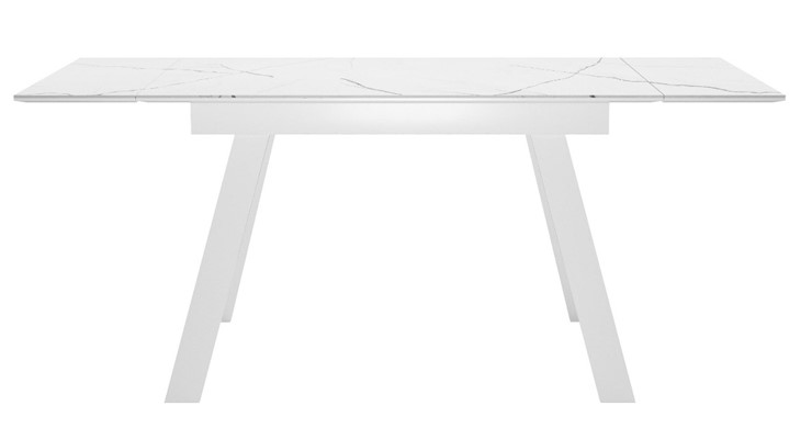 Кухонный раздвижной стол DikLine SKM140 Керамика Белый мрамор/подстолье белое/опоры белые (2 уп.) в Химках - изображение 2